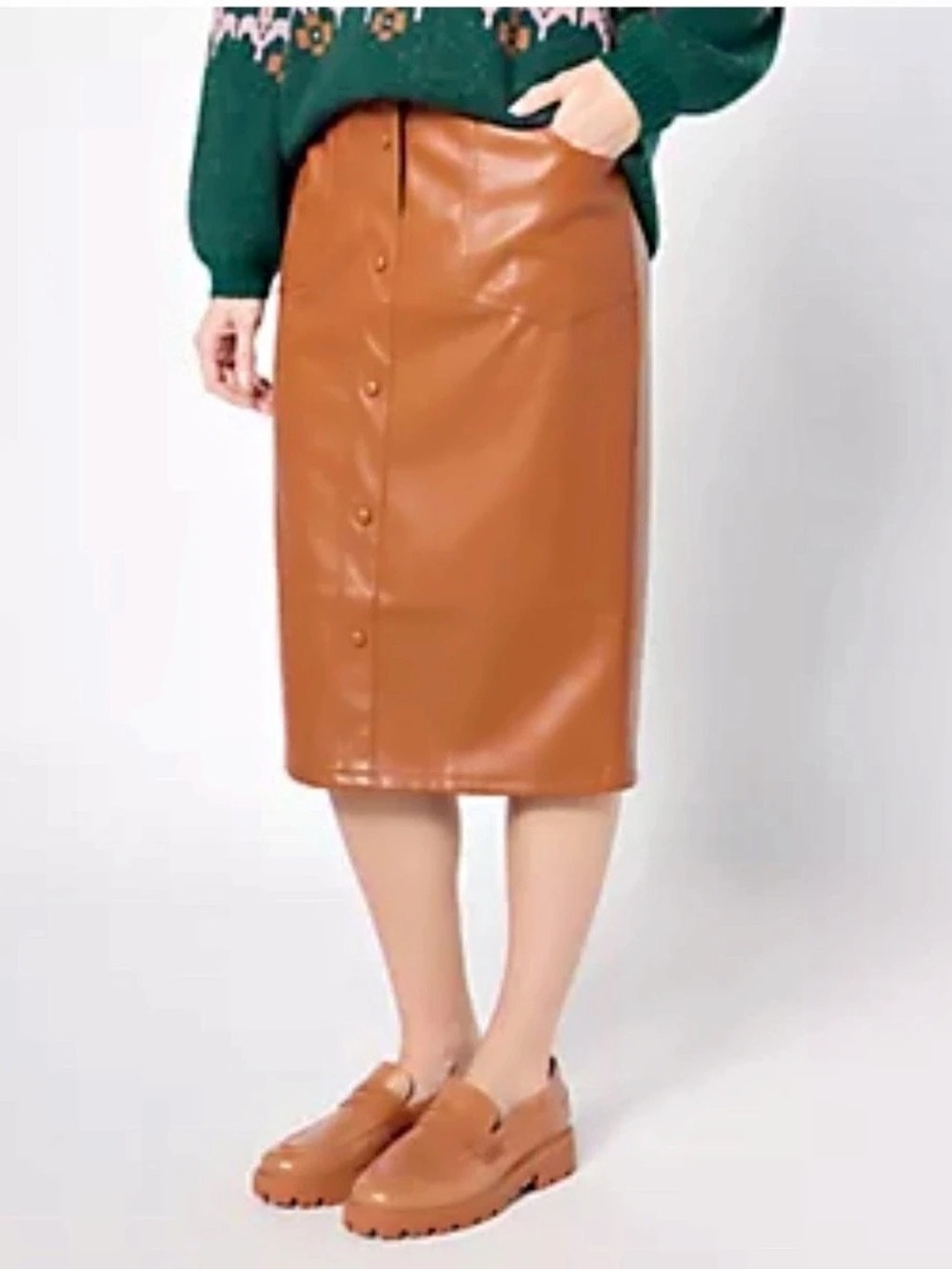 Canyon Retreat Cognac Brown Faux Leather Skirt